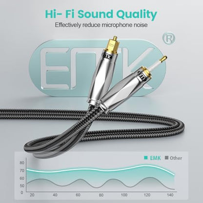 EMK Toslink to Mini Toslink Optical Audio Cable 24K Gold-Plated Digital S/PDIF Fiber Optic Cables for Home Theater,Sound Bar,TVs,Amplifiers,Hi-Fi Systems (26FT/8M) - size: 26FT/8M