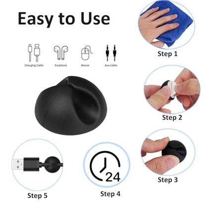 Cord Holder Cable Clips, 12PCS Self-Adhesive Wire Management Keeper Cord Organizer Charger Holder for Desktop USB Charging Cable Nightstand Power Cord Mouse Cable Wire PC Office Home (White)