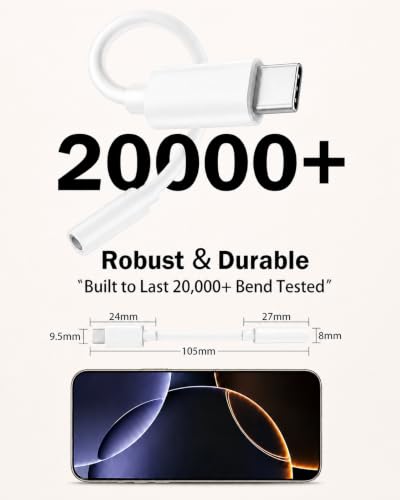[Apple MFi Certified] Apple USB C to 3.5mm Headphone Jack Adapter | Hi-Res DAC Delivers Clear Audio; Compatible with iPhone 17/16/15 Pro/Max, iPad, Galaxy, Cars and USB-C Devices; White 2-Pack. - size: 2 Pack