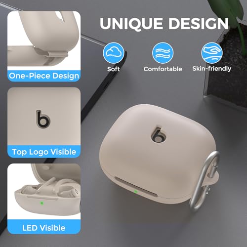 AhaStyle Silicone Case for Beats Powerbeats Pro 2 (2025), Quick Sand | with Cleaning Kit & Carabiner, Top Logo Visible, Skin-Friendly Soft Touch, Shockproof, Full Protection, Wireless Charging - color: Quick Sand, size: Beats Powerbeats Pro 2 (2025)