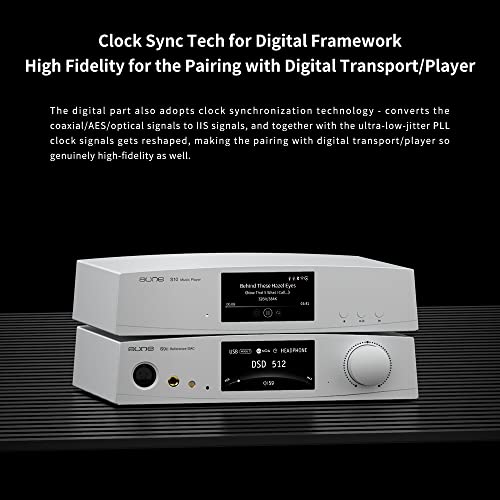 aune S9c Pro DAC with Headphone Amp, 10MHz Clock Input, 32bit/768kHz/DSD512/MQA, Dual-DAC Chip, 6.35/XLR/4.4 Jack, PLL/Clock Sync Tech/Twin JFET, for PC/Speaker/Home Audio (Silver) - color: Silver