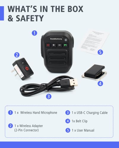Wireless Speaker Microphone for Icom ID-51A ID-31A ID-52A IP100H IP501H – 33ft Range Hand Mic with 360° Belt Clip, USB-C Charging, 3.5mm Jack for Security & Warehouse Use