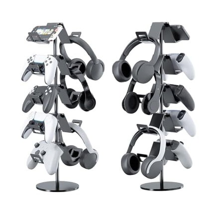 Controller Stand,5 Tier Headphone Holder for Classroom | Universal Compatibility,Holds 10 Controllers or 2 Headsets + 5 Controllers,Sturdy build,Space-Saving Organizer,For Gamer