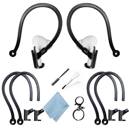 Ear Hooks Compatible with AirPods 4,3, 1, 2 and Pro & All in-Ear Headphones with Stems - 2 Pairs Adjustable Secure & Comfortable Prevent Falls Ear Holders for Headphones - Easy to Install (Black) - color: Black
