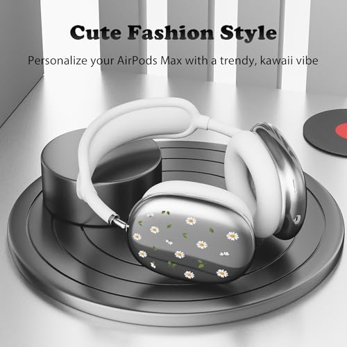 for AirPods Max Headphones Daisy Ear Covers for AirPods Max 2 | Cute Flower Clear Ear Cups Cover | White Silicone Ear Pad Case Headband Cover for Apple AirPods Max 2/1 (2026/2024/2020) - color: Daisy B/White