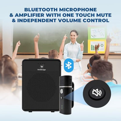 Wireless Voice Amplifier with Bluetooth Lavalier Microphone B006 | Noise Reduction Portable Microphone with Speaker, Mini Megaphone with Clip on/Lapel Mic for Teachers Classroom Tour Guide