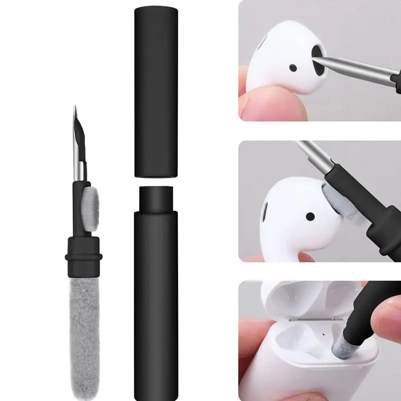 1PC Earbuds Cleaning Pen, 3in 1 Multifunction Cleaner Kit with Soft Brush for Wireless Earphones Headphones Charging Box Accessories, Computer, Keyboard, White - color: White