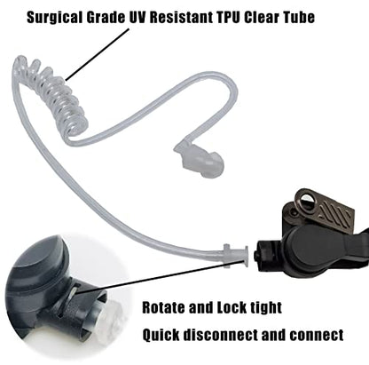 Acoustic Tube Radio Earpiece, Earmolds Fit Baofeng Kenwood Two Way Radio | 2Pin Covert Police Surveillance Headset with Mic, Tactical Walkie Talkie Accessory