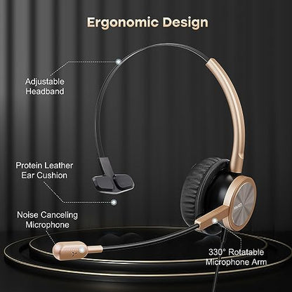 Telephone Headset with RJ9 for Cisco Phone Call Center Headset with Noise Cancelling Microphone with Extra 3.5mm Connector for Mobiles - style: Mono