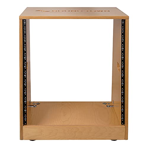 Sound Town DIY Solid Baltic Birch Plywood Slanted 12U Studio Rack, Golden Oak, Rubber Feet, Casters (SDRK-12T) - size: 12U,Golden Oak