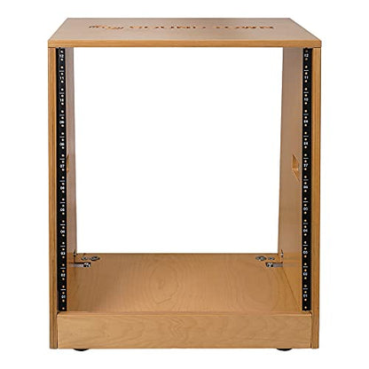 Sound Town DIY Solid Baltic Birch Plywood Slanted 12U Studio Rack, Golden Oak, Rubber Feet, Casters (SDRK-12T) - size: 12U,Golden Oak