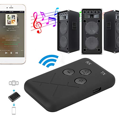 2 in 1 Bluetooth Audio Adapter Transmitter Receiver | Low Latency Wireless Audio Adapter with Fast Connection for Car Stereo Home Speaker, Bluetooth 5.0