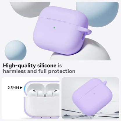 Ljusmicker for AirPods Pro 3 Case 2025 with Cleaner Kit,Purple | Soft Silicone Protective Cover for Apple AirPod Pro 3rd Generation Case with Keychain for Women Men,Shockproof - color: B-Purple