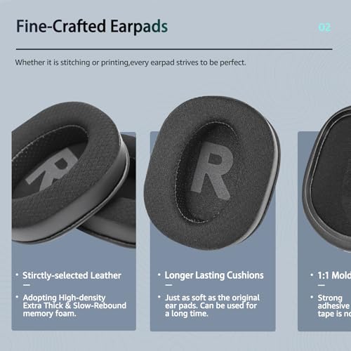 Fabric Earpads for Logitech G Pro X Headphones - Black - color: Black