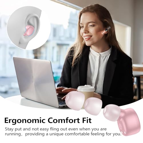 kurdene Wireless Earbuds Bluetooth 5.3 Light Weight in Ear Headphones | Premium Sound Bass Ear buds with Charging Case,Touch Control,Built in Mics Headset,Clear Calls for Sports Workout Pink - color: Pink