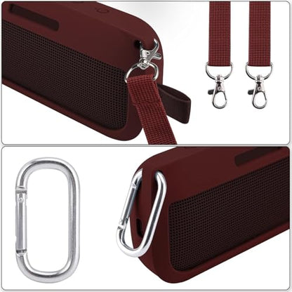 co2CREA Soft Silicone Case for Bose SoundLink Flex Bluetooth Speaker, Red | Adjustable Shoulder Strap, Crossbody Carrying, Aluminum Carabiner, Lightweight - color: Carmine Red Case