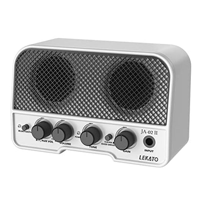 LEKATO Mini Guitar Amp Rechargeable Electric Guitar Amplifer 5W, Clean/Overdrive Channels,Portable Small Amp for Guitarist Practice,White - color: White