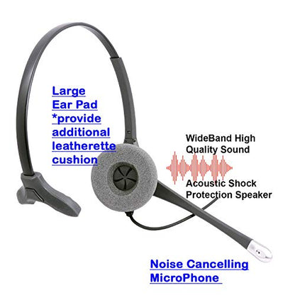 Desk Phone Headset - Superb Sound Professional Monaural Corded Phone Headset Compatible with Polycom, Cisco,Avaya/Lucent, Nortel,Polycom,Samsung,Mitel and Most IP Phones