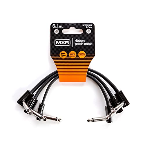 Jim Dunlop, 1/4-Inch Right Angle MXR Ribbon Patch Cable 6 in|15 cm-3 Pack (3PDCPR06) - size: 6 Inch