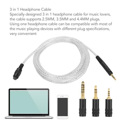 Silver Plated Detachable Headphone Replacement Cable with 2.5mm, 3.5mm, 4.4mm Plugs for HD518 HD558 HD598 HD569 HD579 HD599 — Lossless Sound, TPE Jacket, Gold - Plated C