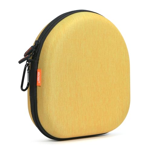 Hard Shell Headphone Case, Vibrant Travel Carrying Pouch Bags | Compatible with JBL, Sony, Bose, Soundcore Headphones, Shockproof EVA, Mesh Pocket, Carabiner - color: Yolk-Yellow