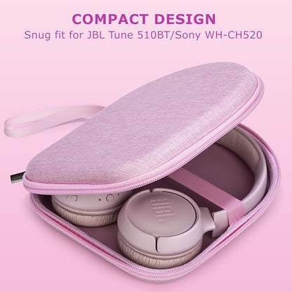 Ginsco Case Compatible with JBL Tune 510BT/520BT/500BT, Compatiblewith Sony WH-CH520/510, Ultra-Slim Hard Shell Headphone Case for On Ear Headphones (Pink) - color: Pink