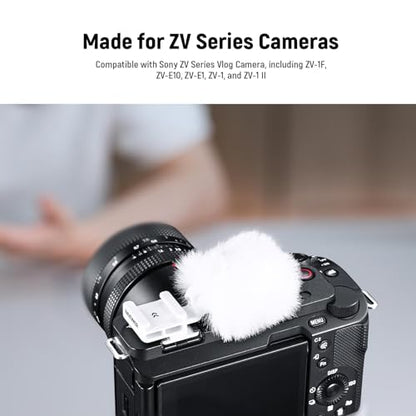 Neewer Cold Shoe Wind Muff for ZV Series Vlog Cameras, Microphone Furry Windscreen with Cold Shoe Mount Adapter Accessory Compatible with Sony ZV-1F ZV-E10 ZV-1 ZV-E1 ZV-1 II, CA133 White - style: CA133 White