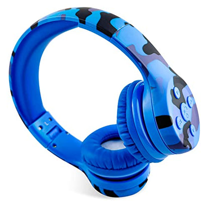 Toddler Headphones Wireless,Kids camo Bluetooth Headphones, Volume Limiting Over Ear Headphones, Comfort Ear Cushions for Children Online Learning, Travel & Entertainment (camo) - color: Blue Camo