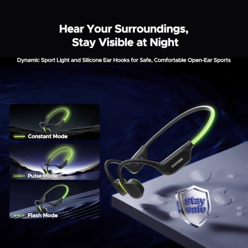 Bone Conduction Headphones Swimming, LED Light, IPX8 Waterproof, Bluetooth 6.0, Open Ear Headphones with Mic, 32GB MP3 Player, 10-Hour Battery Life for Cycling, Running and Fitness, Black - color: Black