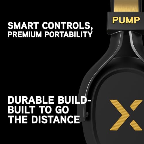BlueAnt Pump X Wireless Over-Ear Headphones, Bluetooth, Powerful Bass, Active Noise Cancelling & Transparency Mode, Interchangeable Ear Cups, All-Day Comfort for Gym and Training, Black/Gold - color: Black | Gold