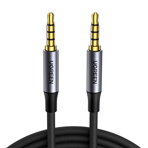 UGREEN 3.5mm Audio Cable, 4-Pole TRRS, Nylon Braided, Hi-Fi Stereo, 16FT | Male to Male, Auxiliary Cable, AUX Cord, Compatible with iPad, Samsung Phones, Tablets, Car Home Stereos, Headphones, Speaker - size: 16FT