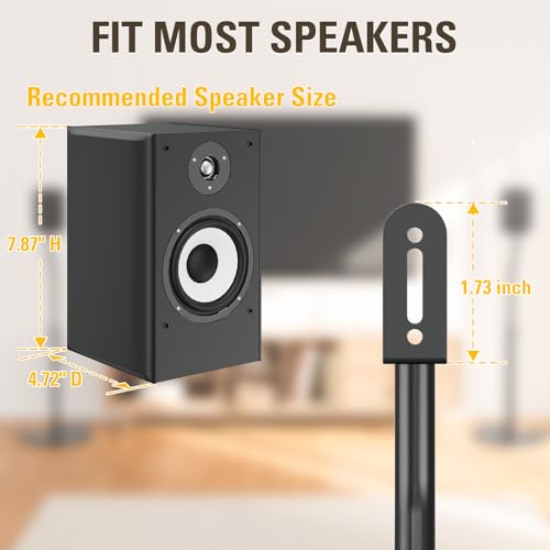 Mounting Dream Height Adjustable Speaker Stands, One Pair Floor Stands | Heavy Duty Base Extendable Tube, 11 LBS Capacity Per Stand, MAX 39" Height Adjustment MD5401 (Speakers Not Included) - size: 4.7" W x 7.9" H Speaker
