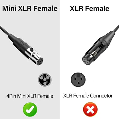 Mini XLR to 3.5mm Stereo Audio Cable Right Angle 1/8" TRS Plug to 4-pin Mini XLR Female Microphone Cable Coiled Mini XLR to 3.5mm Cable for DSLR Cameras,Microphones 1.64Ft (4-pin Mini XLR) - style: 4-pin Mini XLR