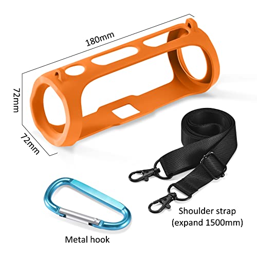 Silicone Protective Cover Frame Case Skin for JBL FLIP Essential 2 Bluetooth Speaker Shell Sleeve Hand Bag Shoulder Case Box Accessories - color: Orange