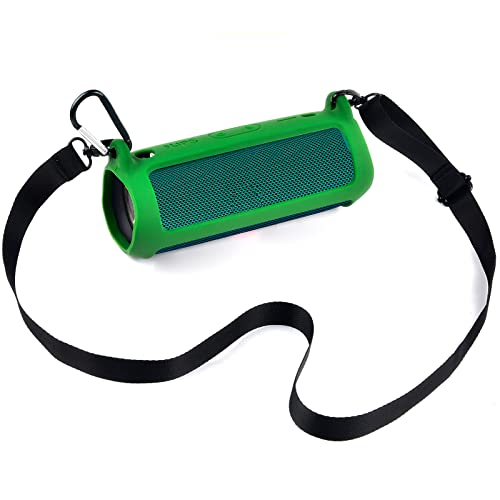 PAIYULE Silicone Case for FLIP 5 Portable Bluetooth Speaker, Green | Gel Soft Skin Cover, Rubber Case, Travel Carry Pouch with Strap (Speaker and Accessories not Included) - color: Green