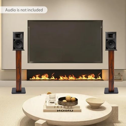 2PCS Bookshelf Speaker Stands, 34'' Universal Floor Speaker Stand Pair, 132 lbs Load Capacity, Dark Wood Grain Finish for Home Theater Bookshelf Speakers and Studio Monitors