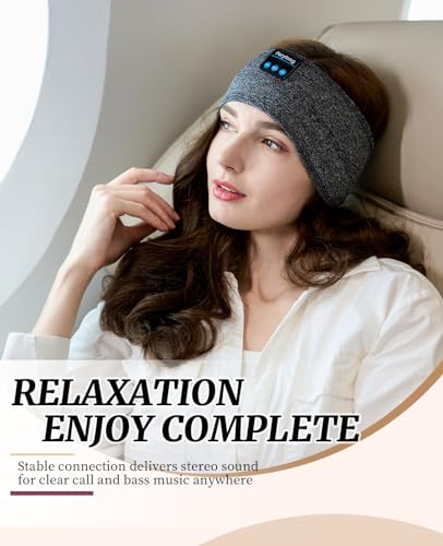Perytong Sleep Headphones Wireless, Bluetooth Sports Headband Headphones with Ultra-Thin HD Stereo Speakers Perfect for Sleeping,Workout,Jogging,Yoga,Insomnia, Air Travel, Meditation (Grey) - color: Grey