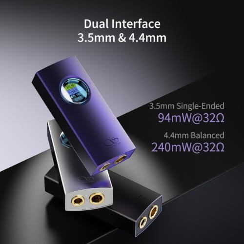 SHANLING UA1 II Portable USB-C DAC & Headphone Amplifier – Dual CS43131 Chips, 4.4mm Balanced Output, DSD512, 0.96" LCD Display, Hi-Res Audio for Smartphones, PC (Silver) - color: Silver