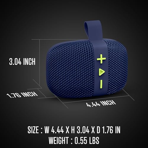 Fisher Portable Bluetooth Speakers, Clip-On Speakers Bluetooth Wireless | IPX5 Waterproof Speaker,10W Peak Power Bluetooth Speaker Stereo HD Sound, BT 5.3, FM Radio, for Pool, Beach, Use Anywhere - color: Navy Blue