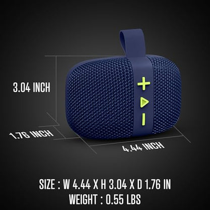 Fisher Portable Bluetooth Speakers, Clip-On Speakers Bluetooth Wireless | IPX5 Waterproof Speaker,10W Peak Power Bluetooth Speaker Stereo HD Sound, BT 5.3, FM Radio, for Pool, Beach, Use Anywhere - color: Navy Blue