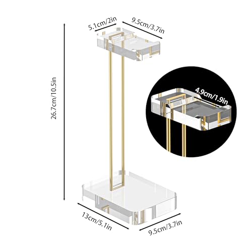 Headphone Stand Headset Holder for Desk, Solid Christal-Clear Acrylic with Gold Hardware Earphone Hanger for Gaming Room Office Accessories - color: Gold