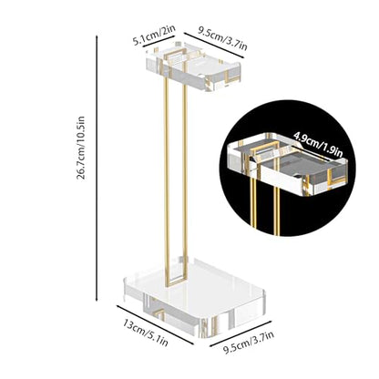 Headphone Stand Headset Holder for Desk, Solid Christal-Clear Acrylic with Gold Hardware Earphone Hanger for Gaming Room Office Accessories - color: Gold