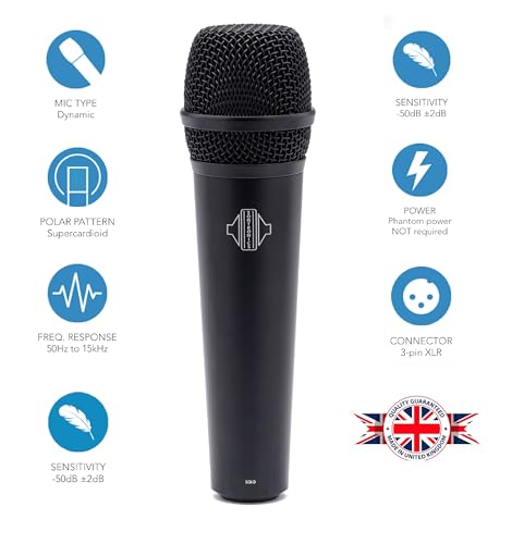 Sontronics Solo Handheld Supercardioid Dynamic Professional Vocal Microphone. High Off axis Rejection, inbuilt Pop Filter, 3-pin XLR & Carry Pouch - Lifetime Microphone Warranty - Designed in UK