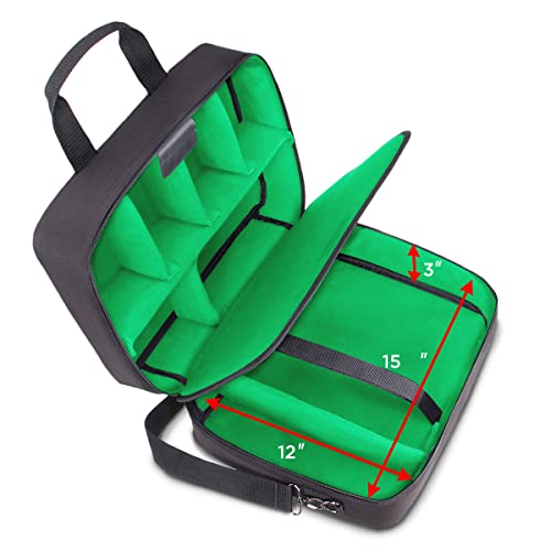 USA Gear Audio Mixer Case Fits RODECaster Pro II, Pro & Duo, GoXLR, & more Podcast Equipment - Podcast DJ Travel Bag with Customizable Interior, Scratch-Resistant Interior, Shoulder Strap (Green) - color: Green