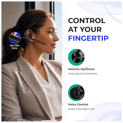 YealinkBH71 Workstation Pro Teams Certified Speaker and On Ear Bluetooth Headset BH71, Dongle, Charging Case, for Video/Mobile Phone Calls, Compatible with Zoom, UC Meet, Gold Support Plan, 1208654