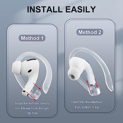 2 Pairs Ear Hooks for AirPods Pro 2 1 AirPod 4-1, Transparent | Upgraded Anti Slip Sports Clip Hooks, AirPods Pro 2, Pro, AirPods 4, 3, 2 & 1, Friendly to Glasses Wearers - color: Transparent