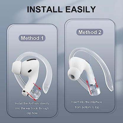 2 Pairs Ear Hooks for AirPods Pro 2 1 AirPod 4-1, Transparent | Upgraded Anti Slip Sports Clip Hooks, AirPods Pro 2, Pro, AirPods 4, 3, 2 & 1, Friendly to Glasses Wearers - color: Transparent