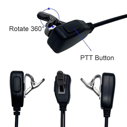 1-Pin Covert Earpiece for Cobra Radios, Security & Pro Use 2-Pack | Clear Acoustic Tube Headset with PTT Mic, Hands-Free, Noise-Isolating, Ideal for Security, Retail and Noisy Events