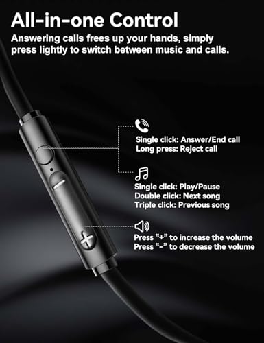 MAS CARNEY USB C Headphones for Samsung S26 S25 S24 A16, iPhone 18 17 16 15 - color: Black