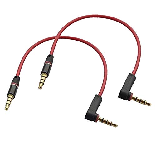 Audio Cable Short 3.5mm 1/8" TRRS Angled Male to Male Headphones Aux Cord 4 Conductor(4 Pole) Auxiliary Cord Extender Cord for Headset, iPhone, iPad, Smartphones, Tablets Car Home Speaker 2Pack 8 inch - style: Angled to Straight